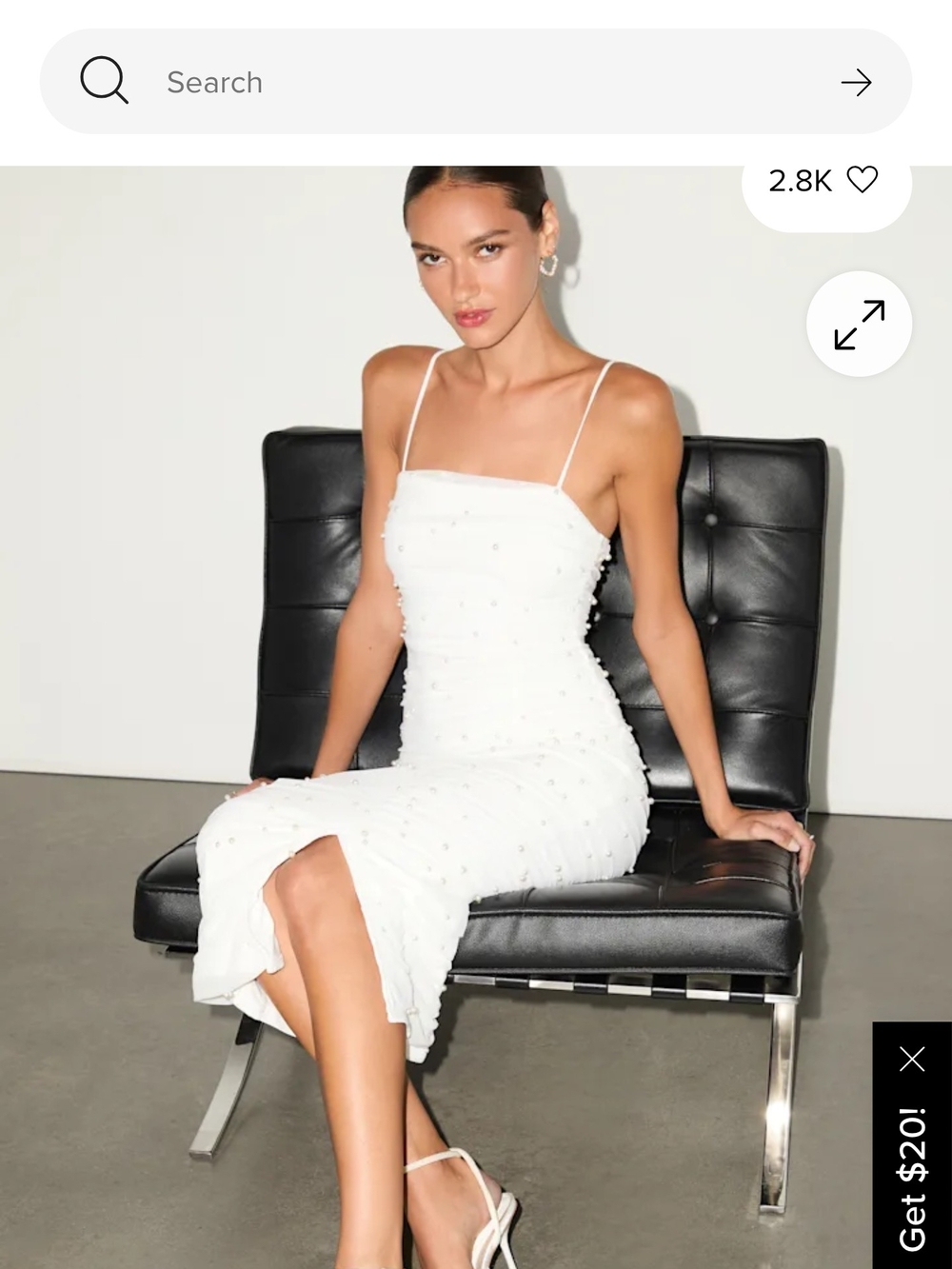 Lulu's White Beaded Spaghetti-Strap Midi Dress